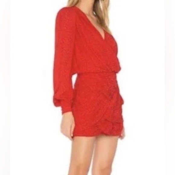 Free People Let’s Dance Red Jacquard Mini Dress Sz 8 NWT - Picture 15 of 15